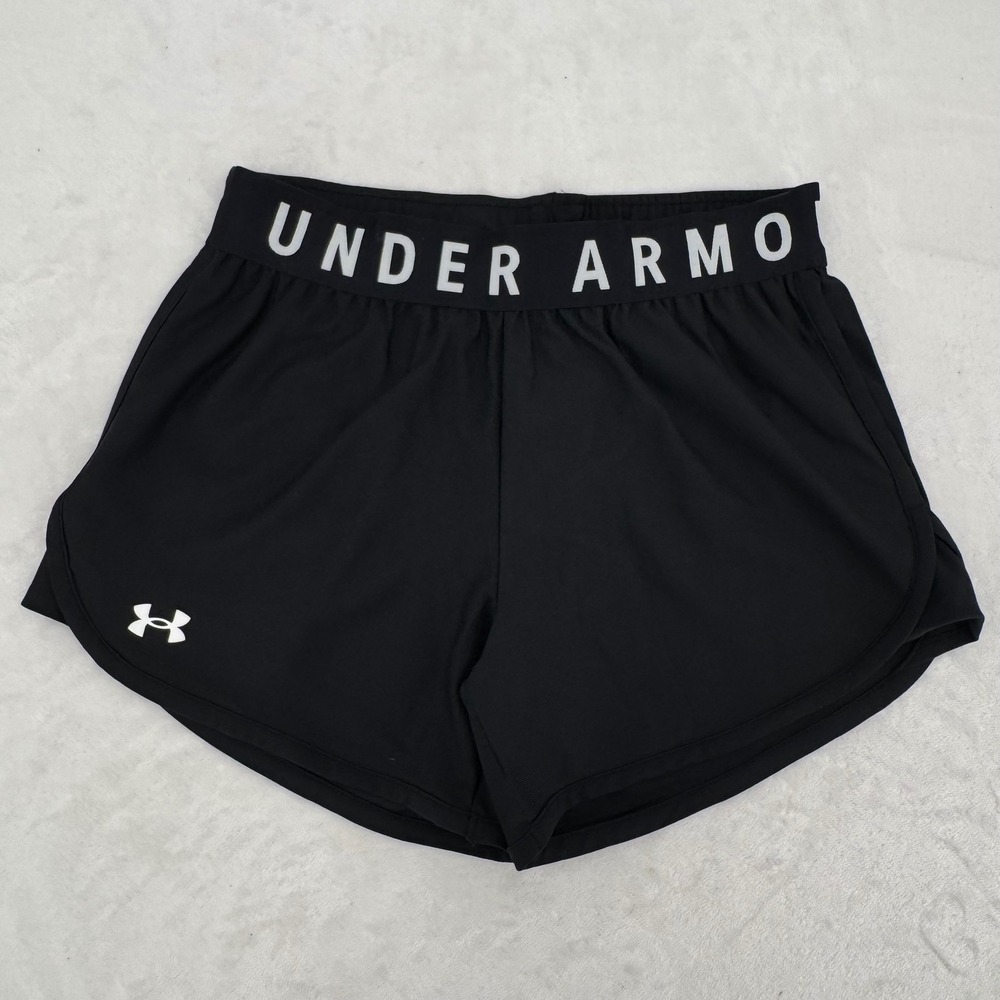 Under Armour Play Up Shorts Womens Size Medium 3" Black Loose Fit UA Logo Shorts